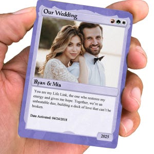 Pet The Gathering Wedding Photo Card - Wedding Gift - Custom Wedding Card- Legendary Wedding Keepsake Card- Anime-Inspired Couple Photo Card