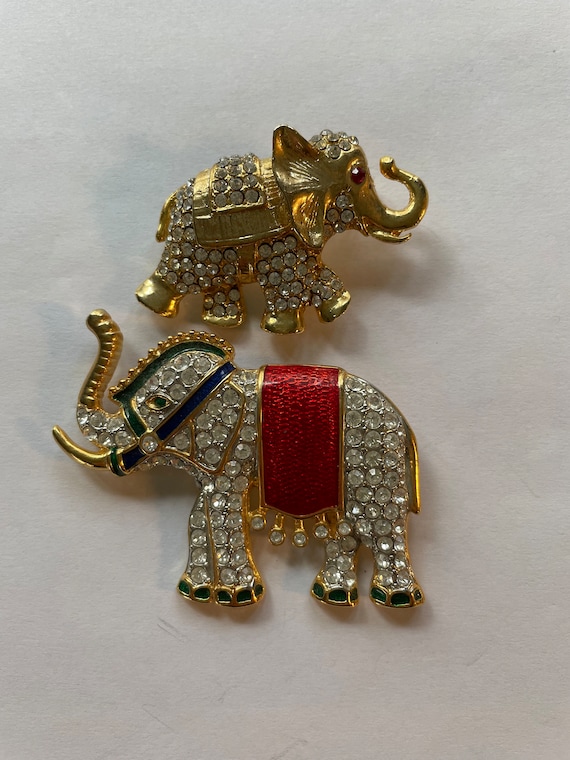 Vintage Rhinestone Elephant Brooches (2) - image 2