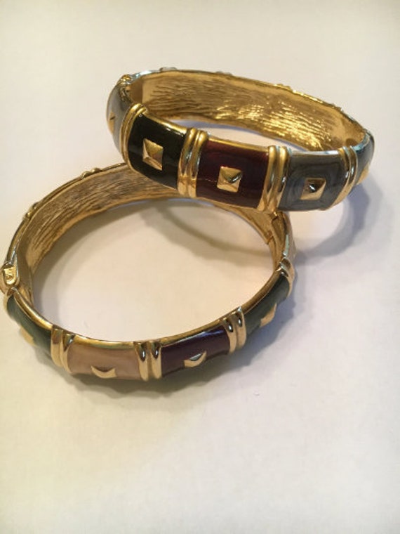 2 Vintage Hinged Bracelets - image 1