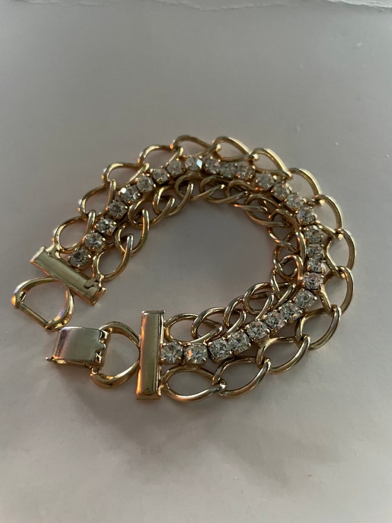 Mid Century Rhinestone Link Bracelet - image 5