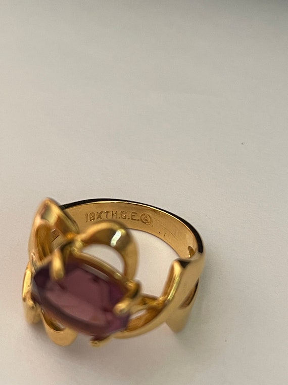 Amethyst  18kt Gold filled Ring size 6 - image 2