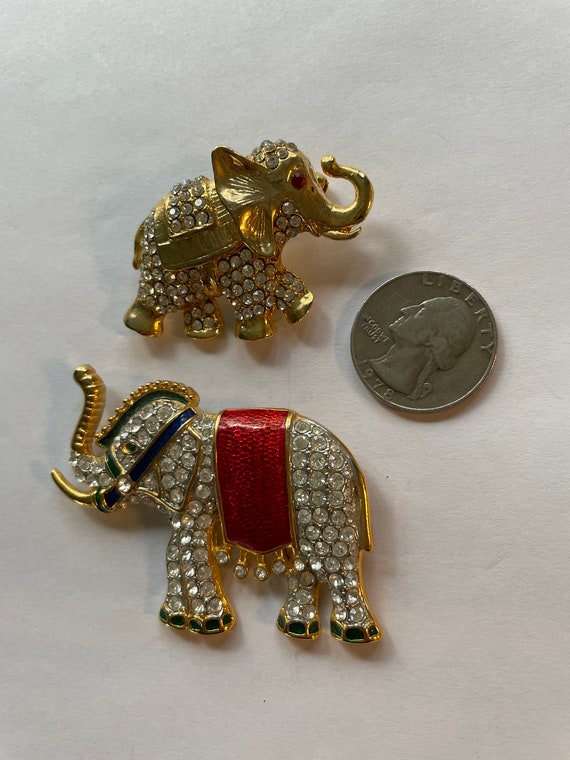 Vintage Rhinestone Elephant Brooches (2) - image 8