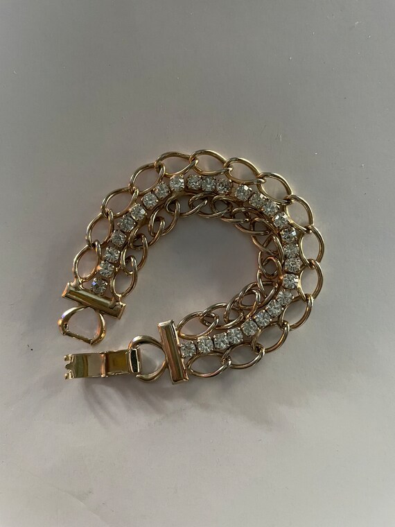 Mid Century Rhinestone Link Bracelet - image 2