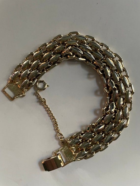 Vintage Gold tone Multi link Bracelet - image 2