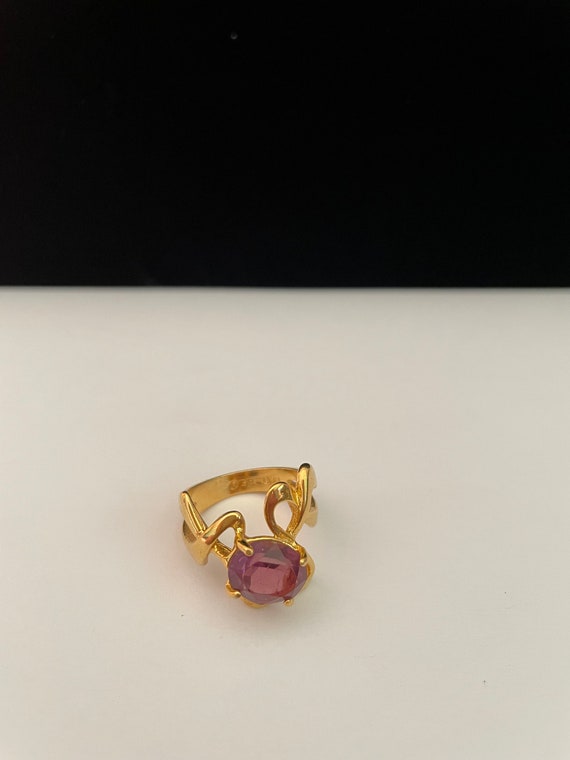 Amethyst  18kt Gold filled Ring size 6 - image 6