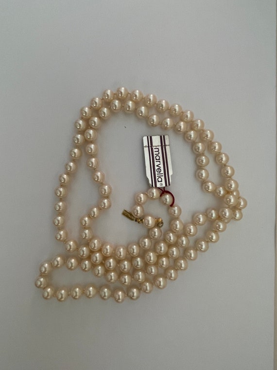 Vintage Marvella Glass Pearl Necklace - image 2