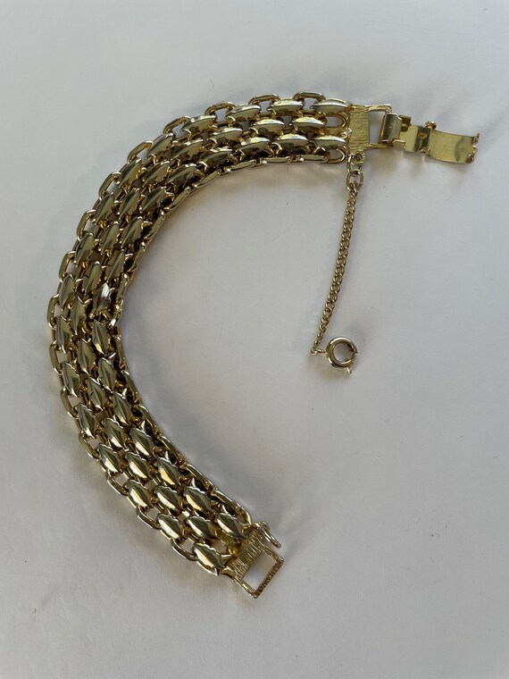 Vintage Gold tone Multi link Bracelet - image 3