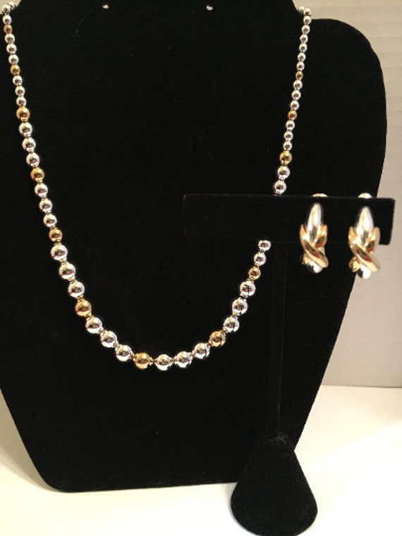Vintage Napier Silver and Gold Beaded Necklace and