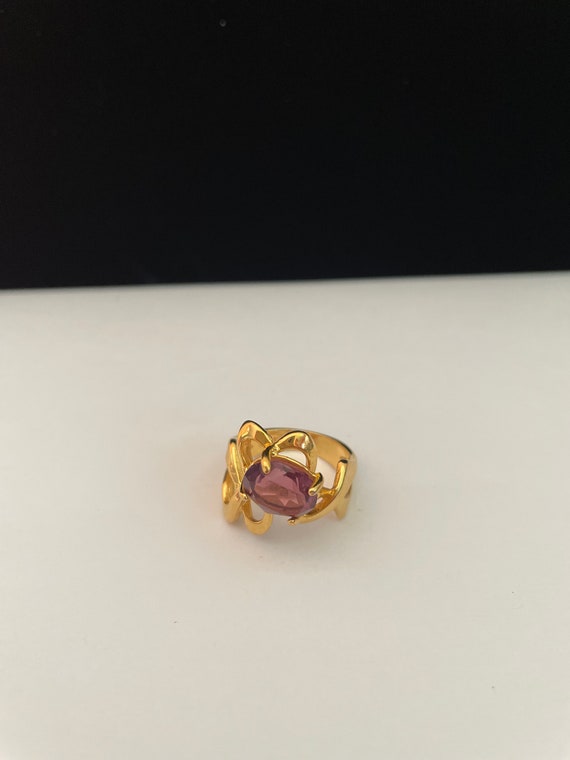 Amethyst  18kt Gold filled Ring size 6 - image 5