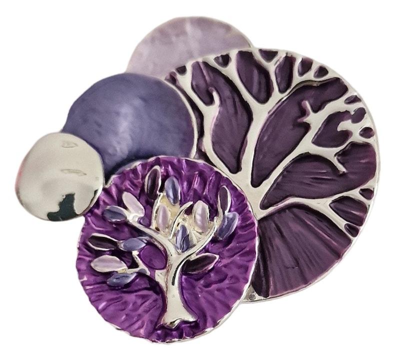 Broche magnétique dans le design combiné Arbre de vie 5 couleurs au choix Tellement féminin, pour les mariages, ou pour toute occasion.. Purple