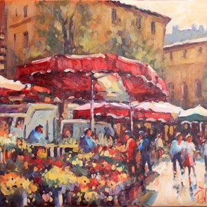 Oil Painting Le Marche Aux Fleurs d' Aix-en-Provence #2