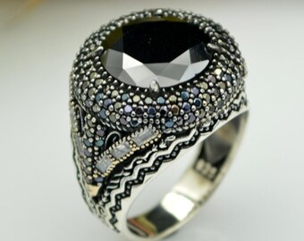 Black Onyx Men's Ring Handmade 925 Sterling Silver