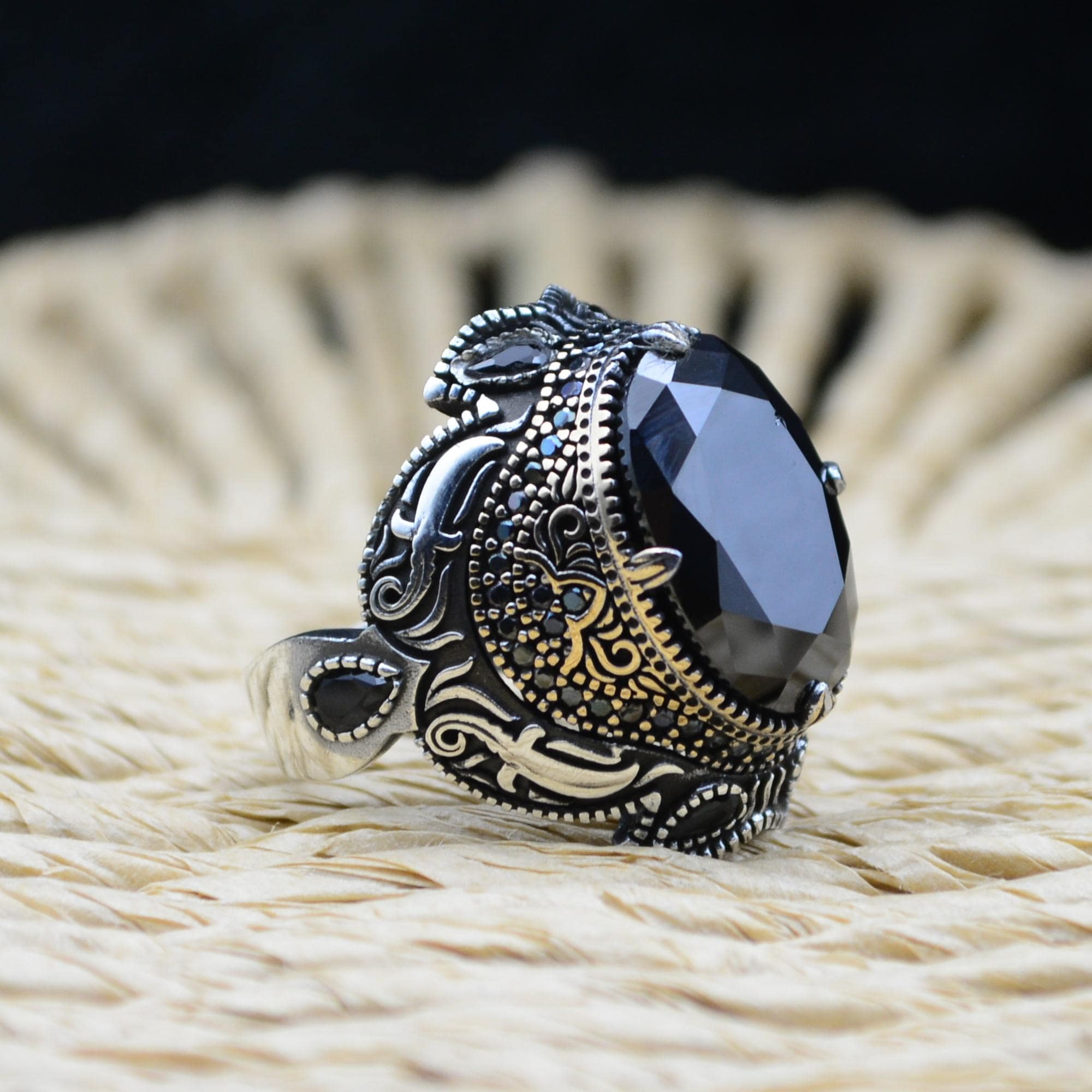 Onyx Men's Ring: 925 Sterling Silver, Turkish Handmade - Etsy