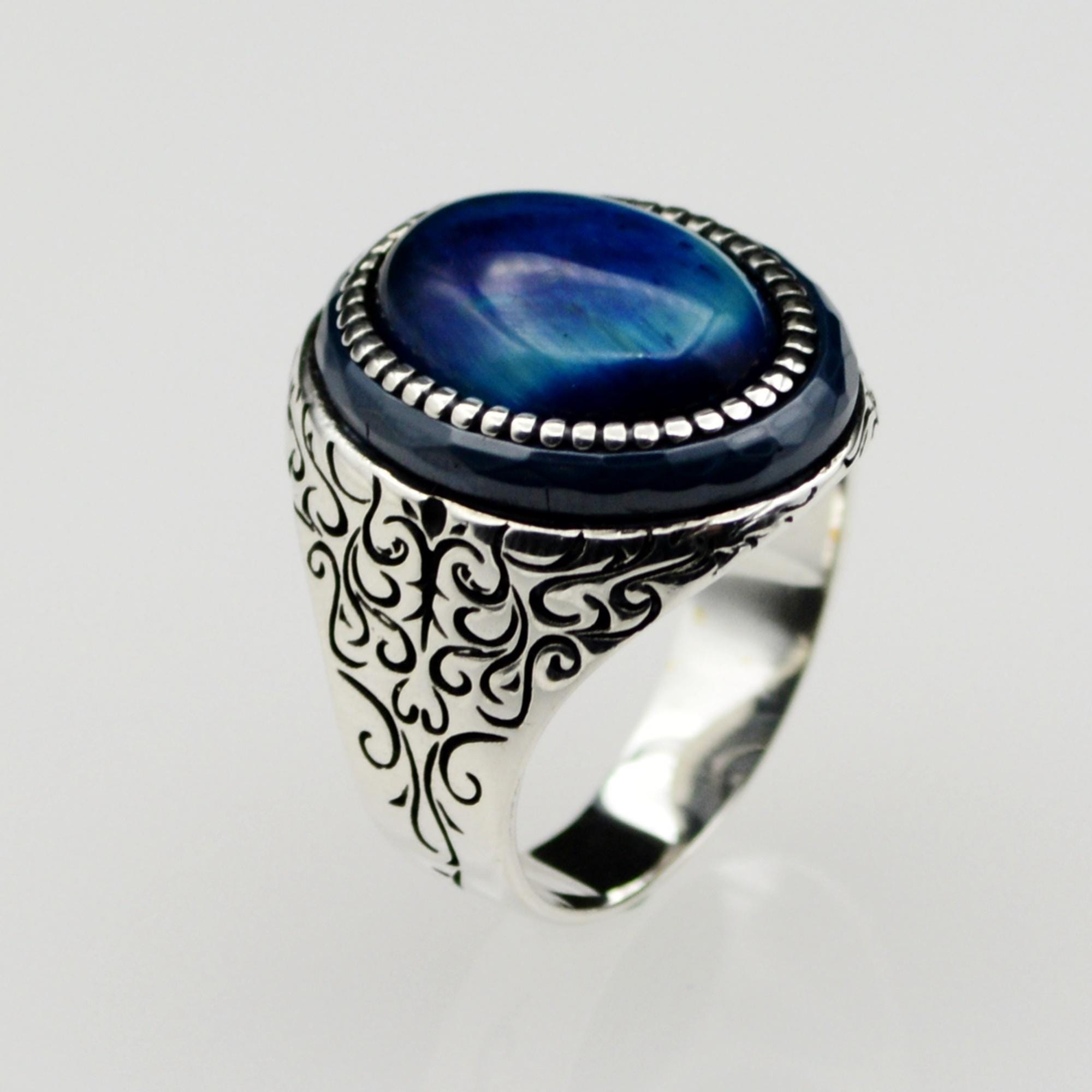 Handmade Sterling Silver Blue Tiger's Eye Ring - Turkish Design - Etsy