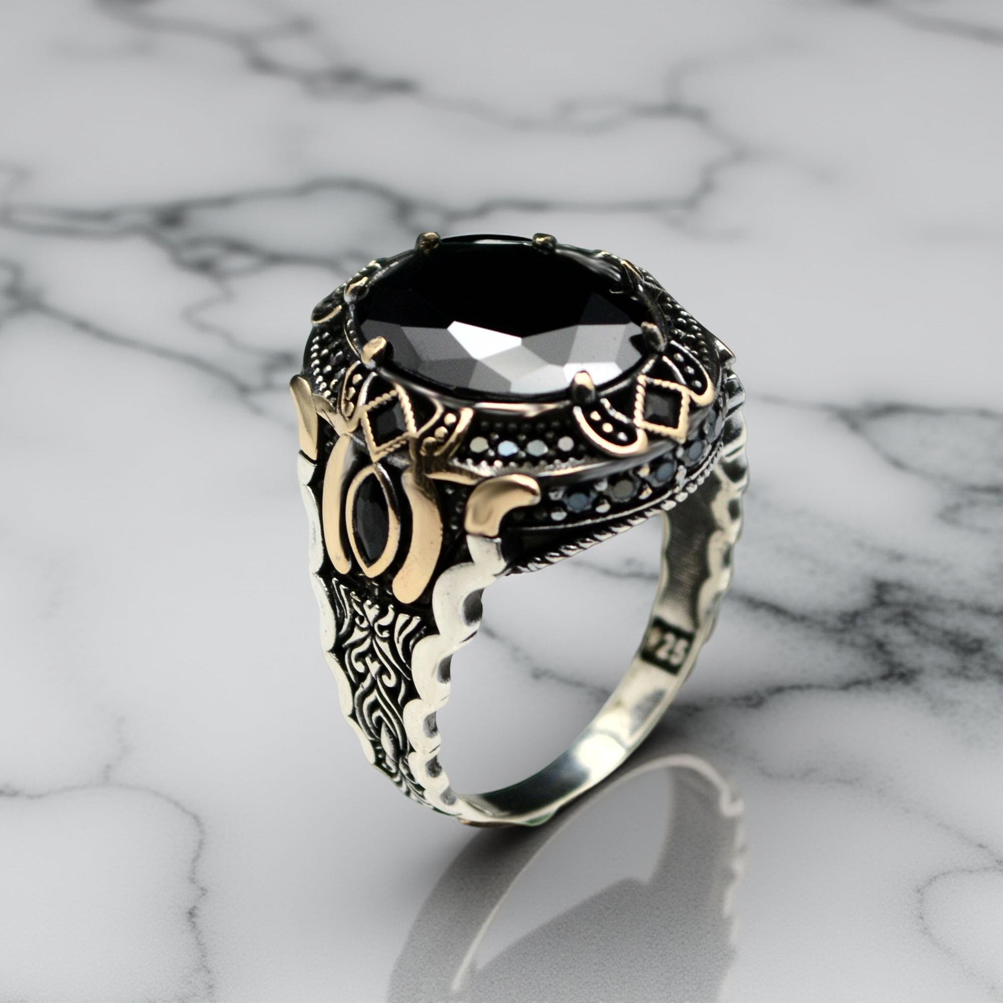 Black Onyx Men's Ring: Handmade 925 Sterling Silver Statement Ring