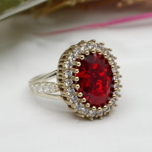 Handgemachter Rubin Statement Ring, 925 Sterling Silber, Geschenk für Sie