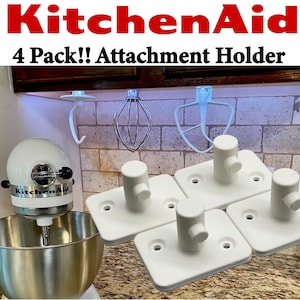 KitchenAid Tool Holder 4 Set | Under Cabinet Storage Mount | Organize Home | Space Saving | Whisk Holder