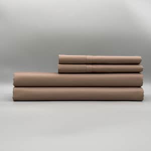 300TC 100% Organic Cotton Sateen Bed Sheet Set 4-piece / Egyptian Count Long-Staple / Feathery Softness That Feels Like Its Barely There