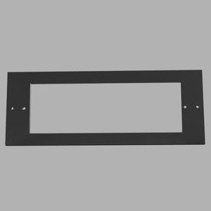 May include: A black rectangular frame with a hollow center. The frame has a matte finish and small holes on the sides. The background is a solid gray.