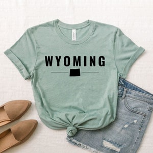 Camisa Wyoming, Wyoming Souvenir, Regalo de Wyoming, Wyoming Lover, Wyoming Map Camisa, EE.UU. Camisa, Wyoming Lover Gift, Wyoming Ropa