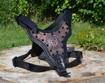 Copper dog harness / Handmade dog harness / leather dog harness / super durable dog harness