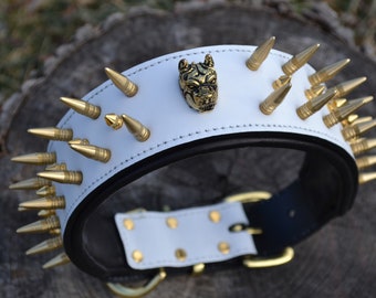 Heaven anti bite spike dog collar / Spike Dog collar / Custom leather dog collar / studded dog collar / Dog collar