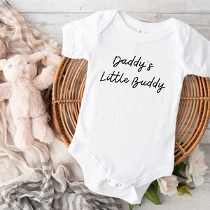 Daddy&#39;s Little Buddy Onesies, Baby Girl, Baby Boy, Father&#39;s Day, Baby Announcement, Minimal Design