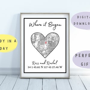 Où cela a commencé, où nous nous sommes rencontrés, le présent de la Saint-Valentin, la carte de la forme du cœur, la carte du cœur, la carte des histoires d’amour, où nous nous sommes rencontrés pour la première fois