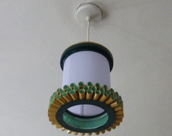 Retro uitziende klokvormige UFO vuurtoren plafond lampenkap hanger ronde verlichting lampenkap handgemaakt V1B oranje