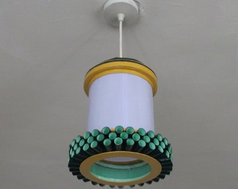 Retro uitziende klokvormige UFO vuurtoren plafond lampenkap hanger ronde verlichting handgemaakte lampenkap V1A donkergroen