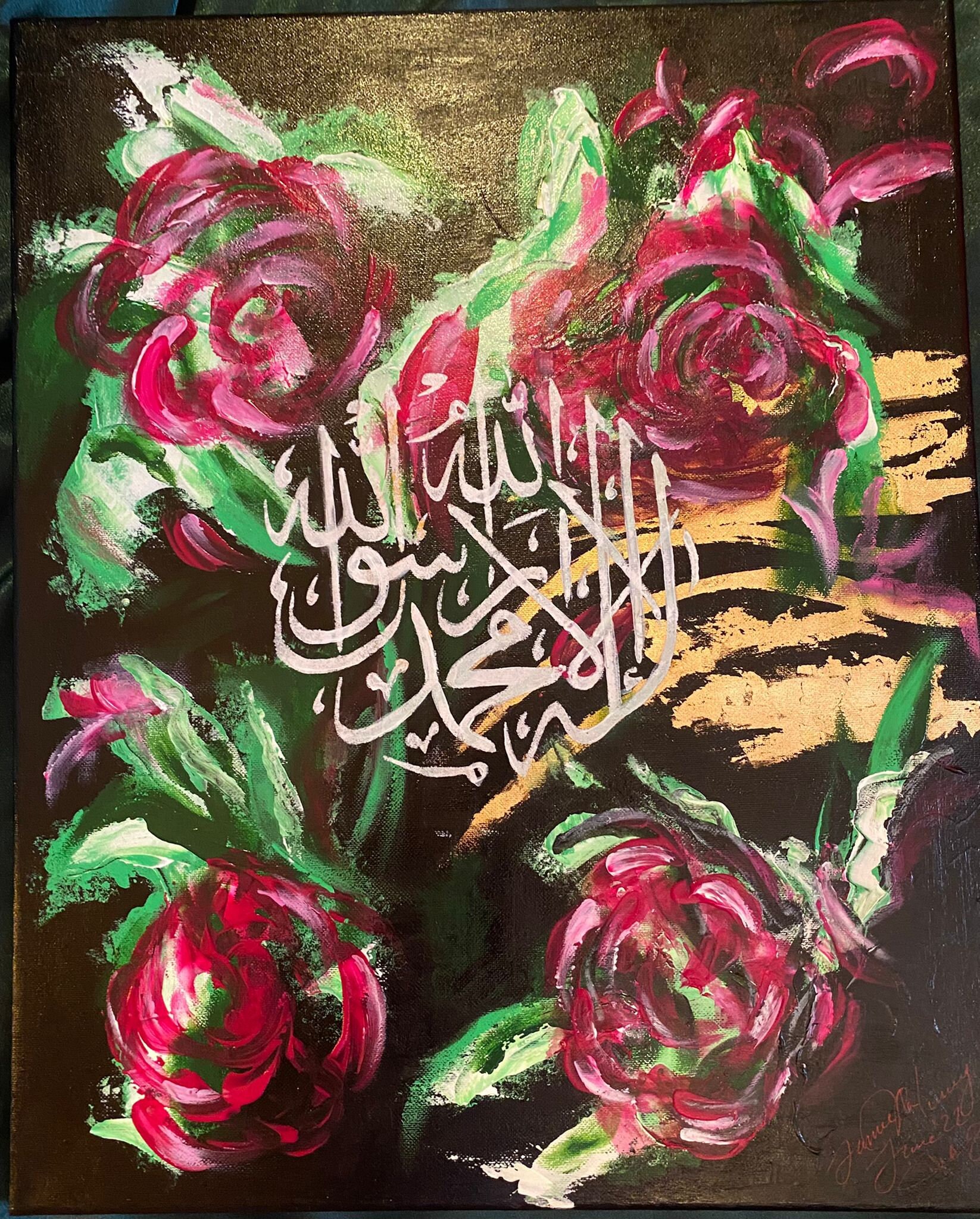 Kalimah Red Roses Arabic Calligraphy Acrylic Canvas 15% - Etsy