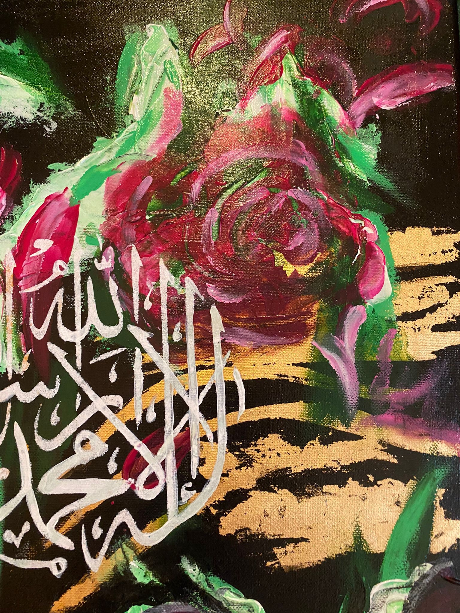 Kalimah Red Roses Arabic Calligraphy Acrylic Canvas 15% - Etsy