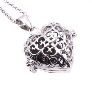 Aromatherapy Locket Heart Necklace (silver colour)