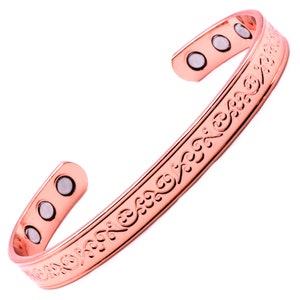 Copper Magnetic Bangle with Patterned Band
