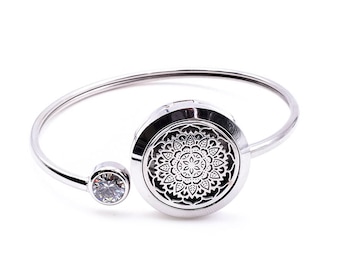 Stainless Steel Diffuser Aromatherapy Bracelet - Mandala Design