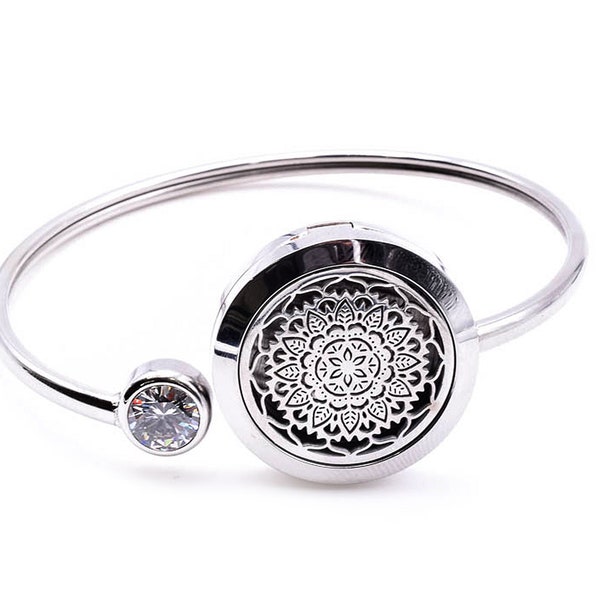 Roestvrijstalen diffuser aromatherapie armband - Mandala-ontwerp