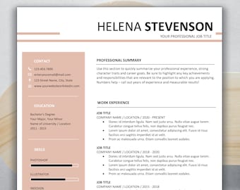 Creative, Boho, Minimal Resume Template | Word CV | 1, 2 page Resume | Cover Letter, References Sheet | ATS Friendly | Instant Download