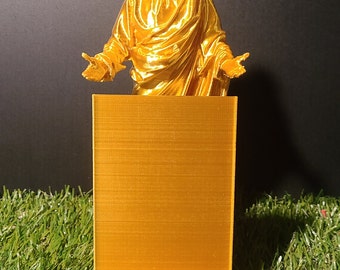 3D Printed Jesus Christ Phone Stand, Silk Gold PLA, Religious Gift
