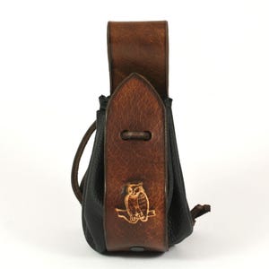 Bolsa para moedas, bolsa de dinheiro, couro de coruja marrom, estampada, artesanal, celtas, idade média, mágica, couro napa, couro genuíno, unissex, pássaro, carteira para moedas