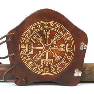 Protège-Bras D'Archerie Cuir Marron - Taille M - Style Viking - Neuf