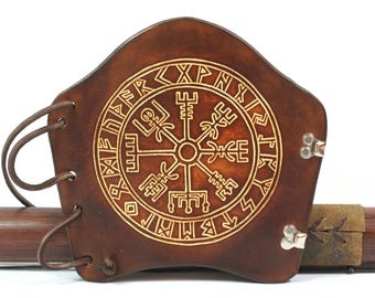 Protège-bras Cuir Pour Tir à L'arc - Motif Oiseau Celtique - Taille M - Neuf