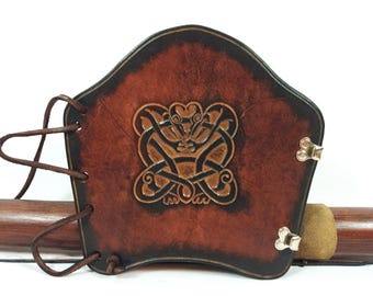 Protège-bras De Tir à L'arc Style Celtique - Cuir Marron