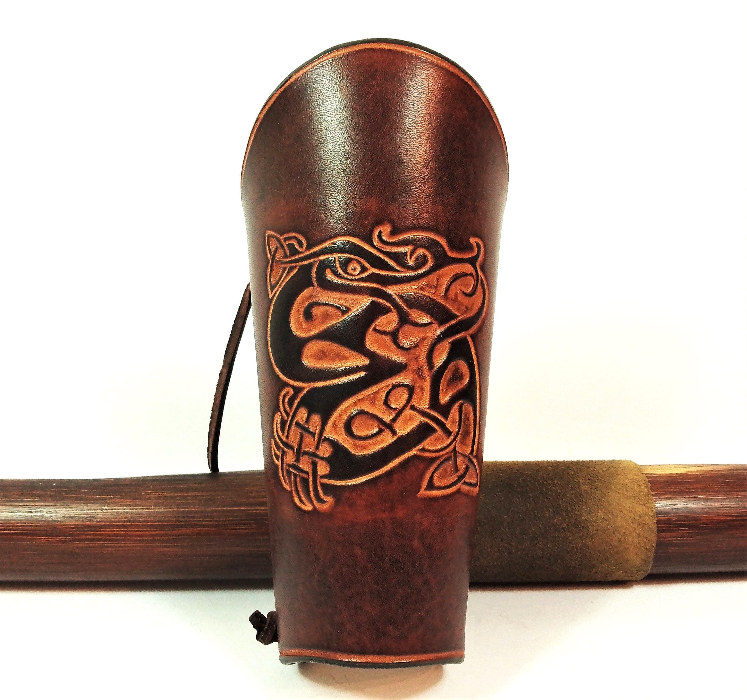 Protège-bras D’arc Cuir Marron – Style Viking, Taille M, Fait Main