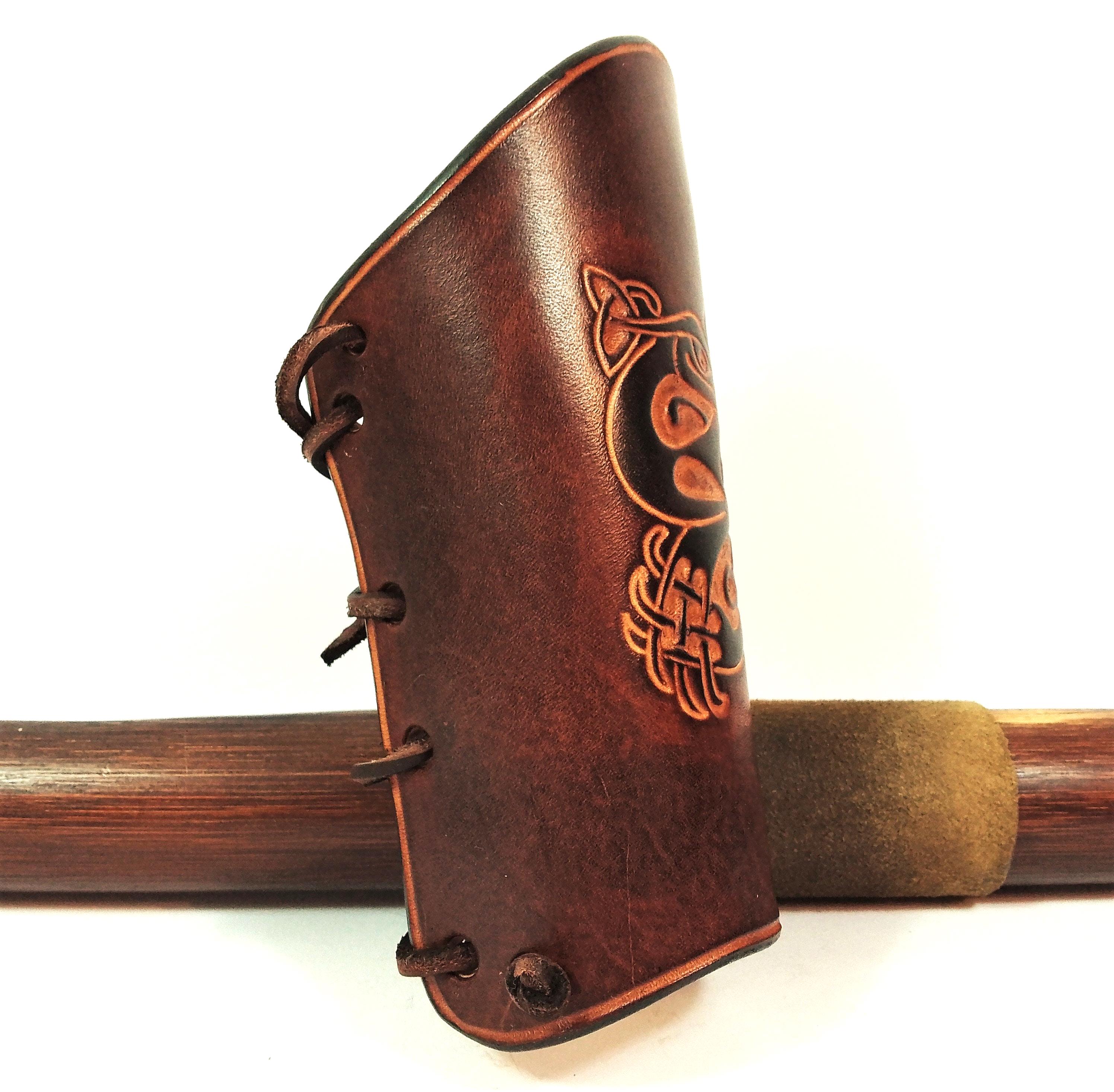 Protège-bras D’arc Cuir Marron – Style Viking, Taille M, Fait Main