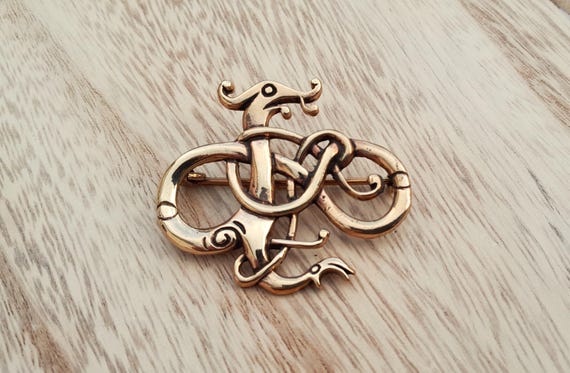Wikinger Brosche Urnes-Stil Drache Bronze Wikingerschmuck Wikinger Fibel Drachen Bronzeschmuck Viking Mittelalter Norwegen