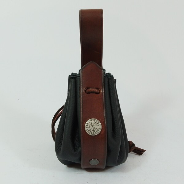 Bag Talersack Odin protection leather brown belt leather bag Viking bag runes coin purse Odin medieval handwork