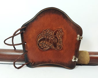 Armguard Archery Viking Gripping Animal Leather Brown Hallmarked Handmade Longbow Archery Genuine Leather Unique Unisex Traditional