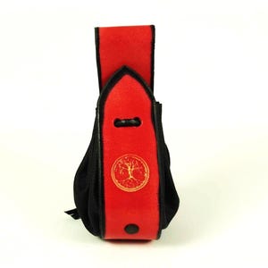Borsa in pelle Talersack in pelle rossa con motivo Yggdrasil in rilievo, borsa medievale vichinga con portamonete, albero della vita, portamonete unico fatto a mano