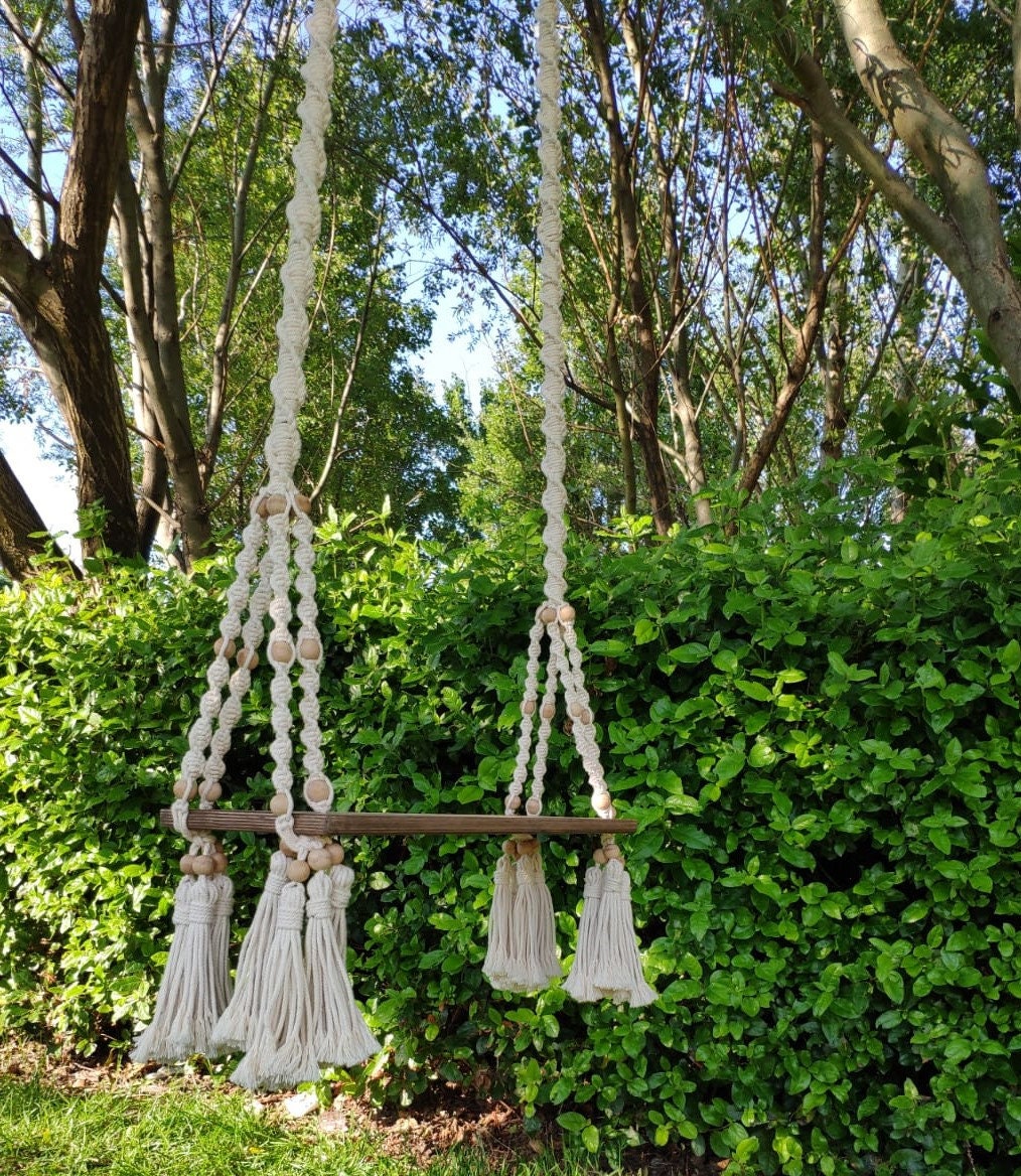 Swing Garden Furniture, Tree Swing, Indoor&outdoor Macrame Adult,backyard  Swing, Boho Swing,for Wedding Decor, Wooden Custom Bench Swing 