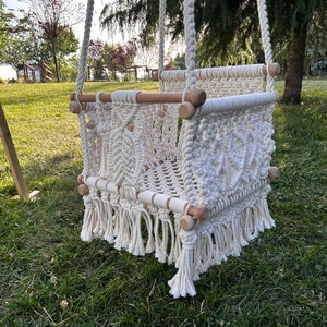 Baby Swing Garden Furniture,Tree Swing, Indoor&Outdoor Macrame Adult,Backyard Swing, Boho Swing,For Wedding Decor, Wooden Custom Bench Swing